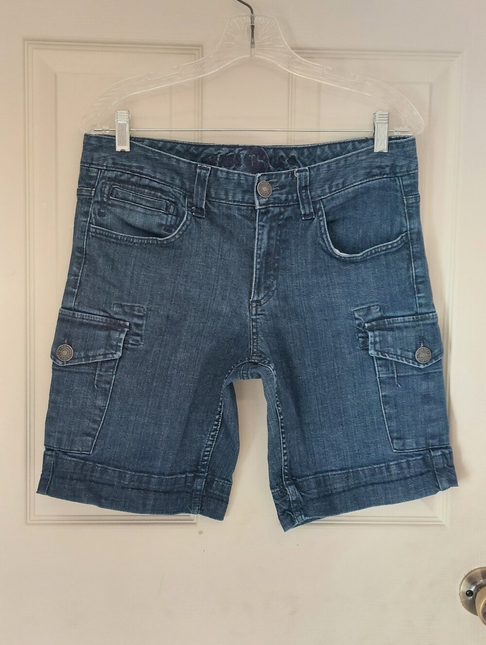 Tommy Hilfiger Cargo Style Blue Denim Jean Shorts Size 8